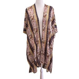 Jessica McClintock Sheer Floral Kimono Cover Up Duster Ruana One Size Pink